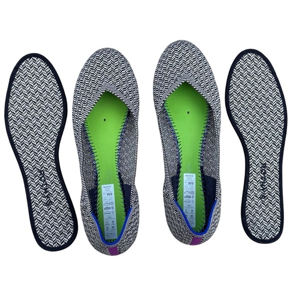 ROTHY'S THE FLAT 001-344 SLATE HERRINGBONE ROUND TOE SLIP ON BALLET FLAT - Picture 12 of 13